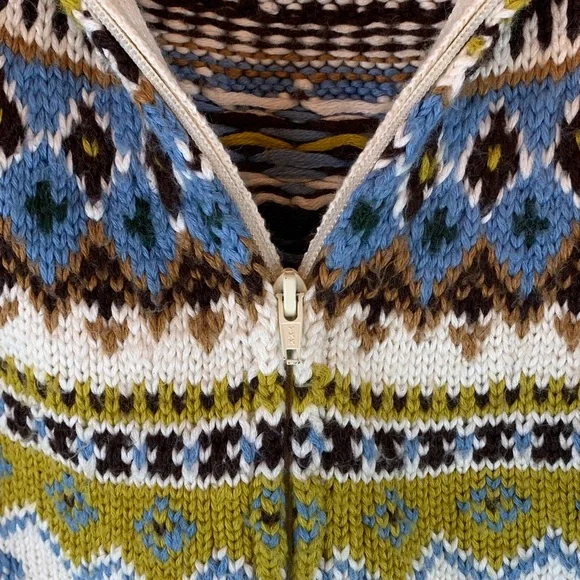 Moda International Multicolor Patterned Cardigan sz s wool blend knit colorful - Picture 4 of 9